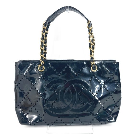 CHANEL Chanel Punching CC Coco Mark Double Chain Bag Shoulder Patent Leather - Picture 1 of 10